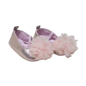 MYGGPP Pink Ballerina Puffy Bow Slip On Baby Shoes - Size 3